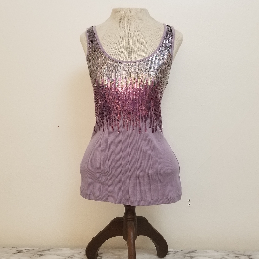 Express lilac holographic sequin tank